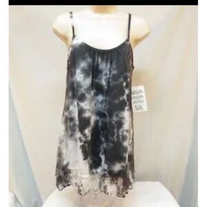 Petrol Spaghetti Strap Shirt‎ Black Lace Sides NWT Size S Summer Tie Dye USA